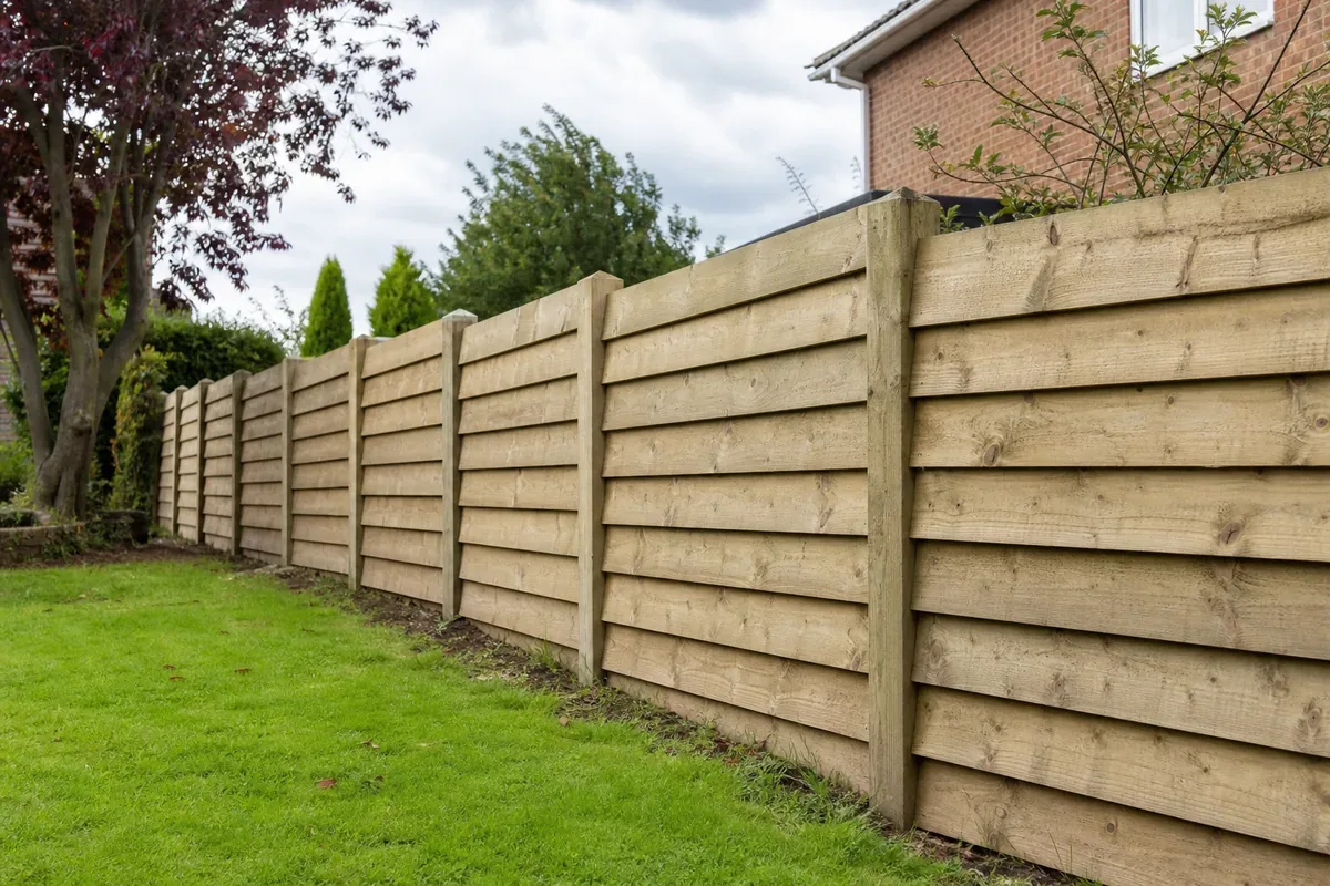 Feather edge timber fencing in a Harrogate garden